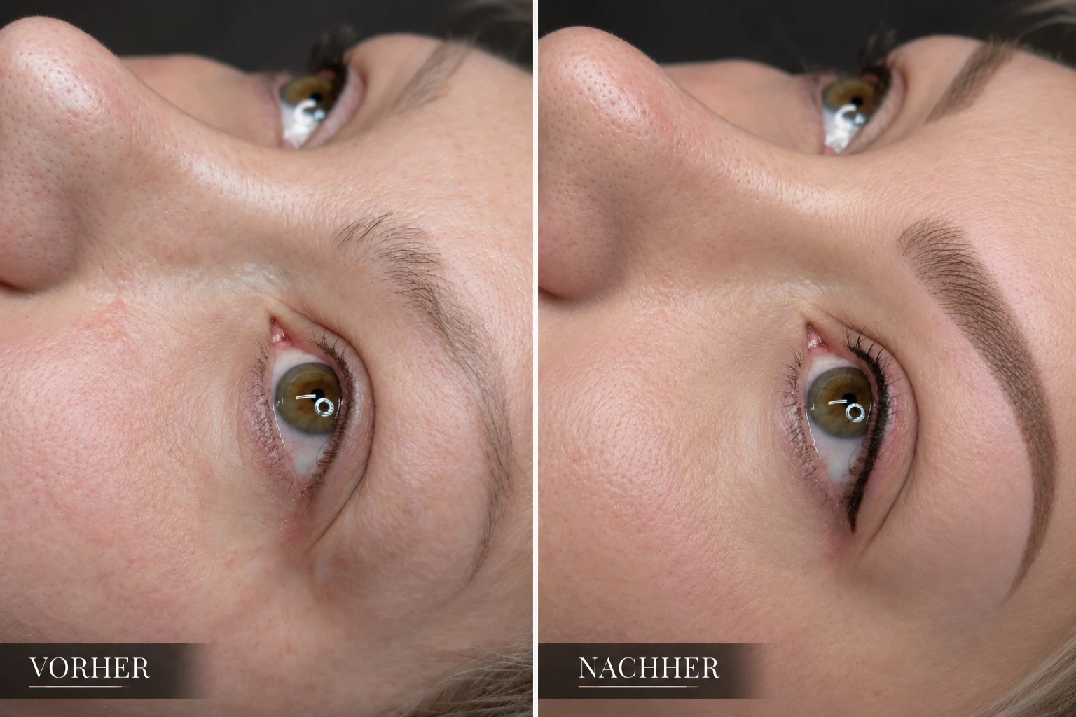Powder-Brows-Arbeit aus dem bereitgestellten Kursmaterial