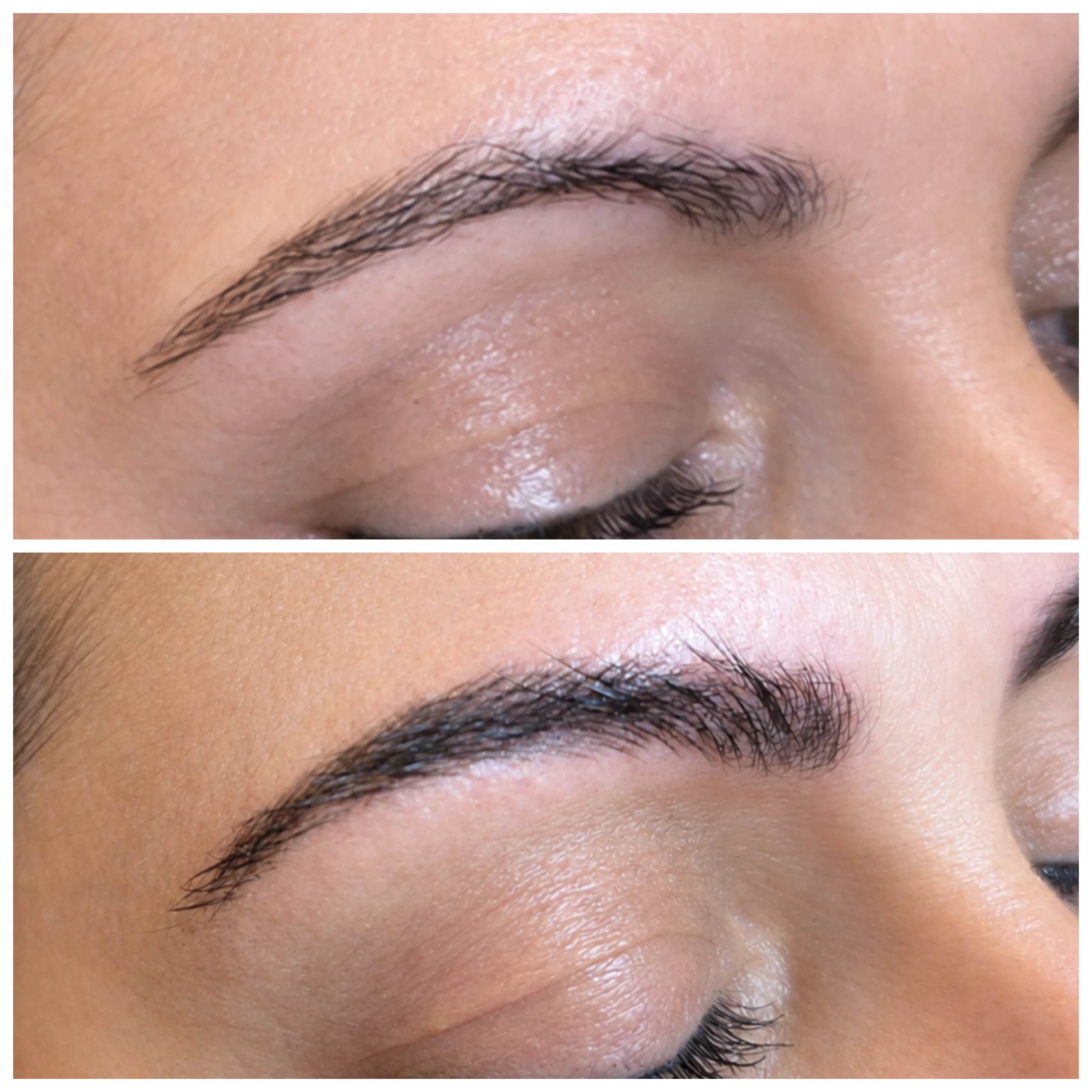 Vorher-Nachher-Beispiel für Microblading, vollständiges bereitgestelltes Motiv